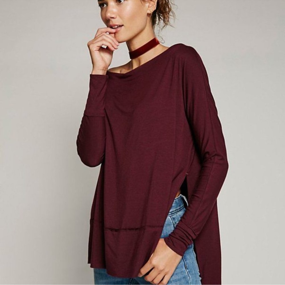 WE THE FREE maroon Luna top